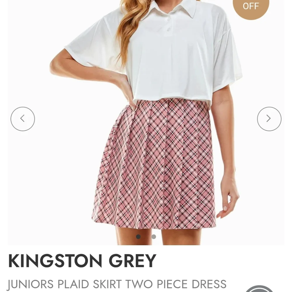 NWT Dress Set 2-Piece Kingsron Grey XL Pink Plaid Set Coords Cute Bn-3055
